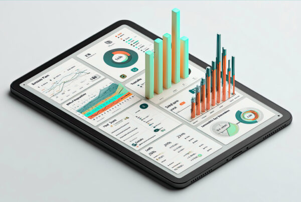 A phot of an iPad showing graphs and trends.